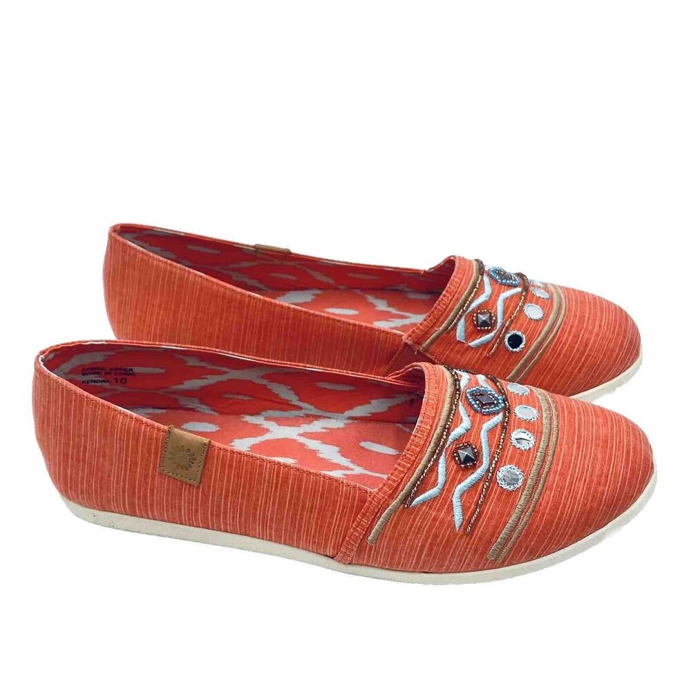 Yellow Box Kendra Melon Orange Fabric Loafers Women's US Size 10